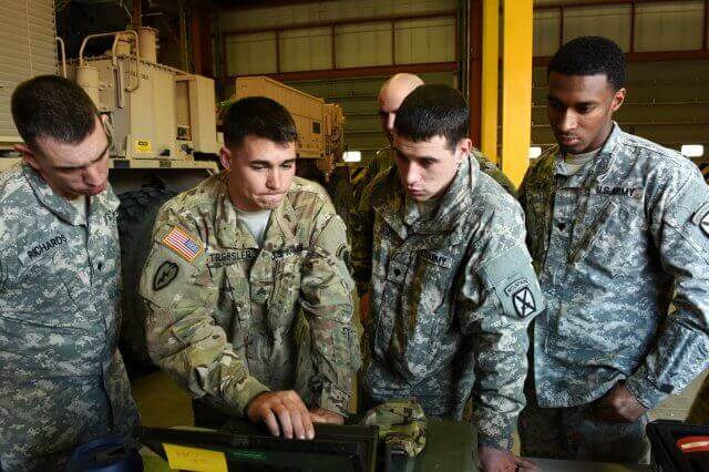 soldiers talking