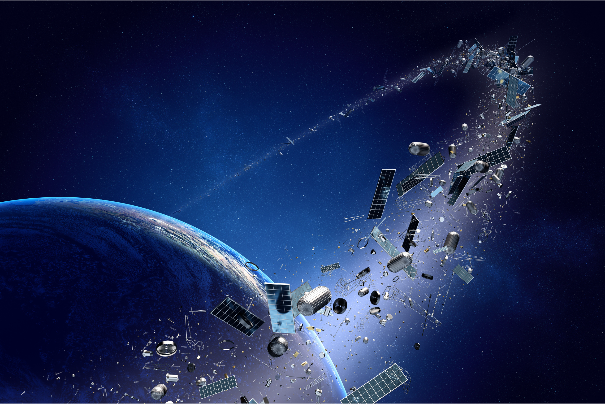 Space debris orbiting earth