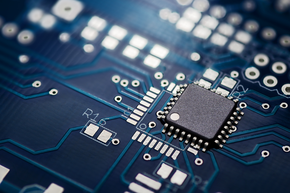 Photo of a circut board; SWaP-C measures the size of a project