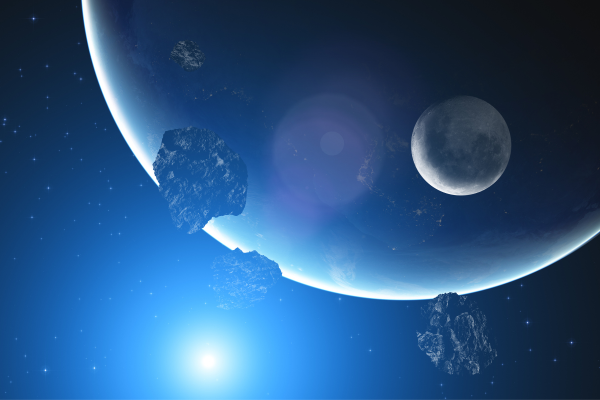 Asteroid materials floating in space near Earth